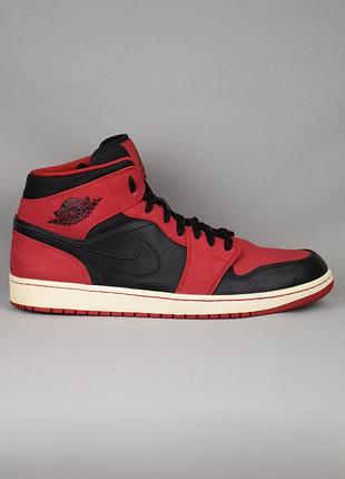 Nike air jordan 1 mid кросівки кеди чоловічі високі чорно-червоні ретро стиль оригінал 47-48 р/32 см adidas forum nike dunk force hi converse