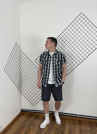 Кольорова літня сорочка c&a в клітинку з принтом