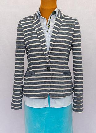 Смугастий бавовняний жакет-кардиган ✂️esprit 📍размер d 38, u9 12, f 40, us 8 (m, мерки в описании)