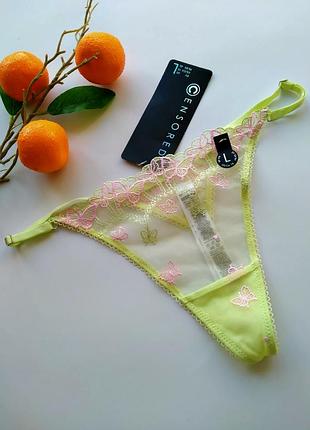 Нові ажурні трусики стрінги з вишивкою, з регуляторами об'єму censored, eur 40, l