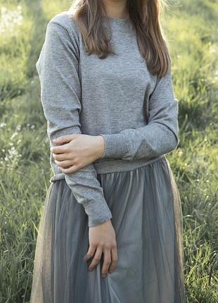 Сіра довга сукня