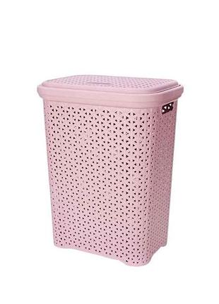 Кошик для білизни з кришкою 35л 285 x 385 x 505мм пудровий тм diomedea