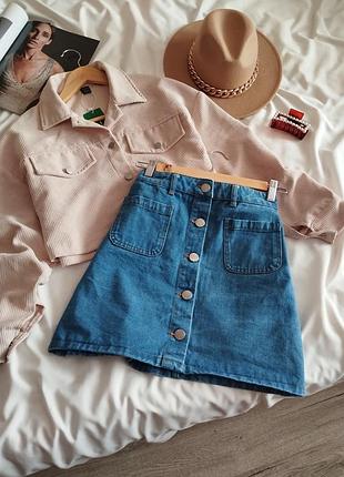Синя джинсова спідниця на ґудзиках miss selfridge m