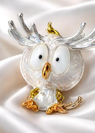 Брошь, брошка совенок, метал, емаль.