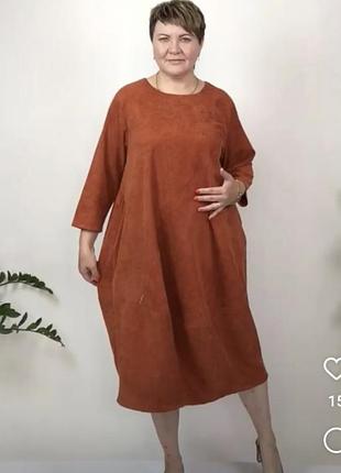 💯% льняное с карманами платье 👗 большого размера италия