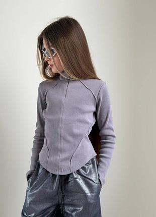 Лонгслив 1334/138, р.128,134,140,146,152,158,164,серебряная турецкая, серый