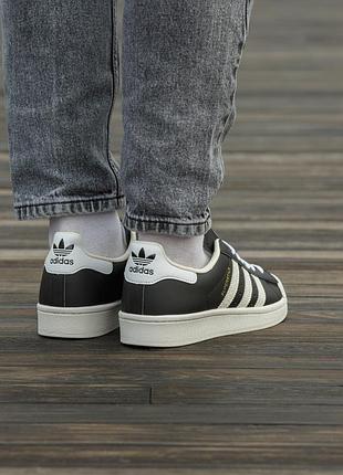 Adidas superstar core black cream white 3