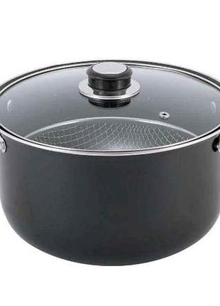 Кастрюля для фритюра 24см. 4л из нерж. стали с крышкой тм kamille