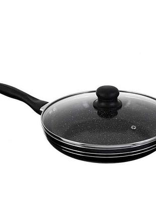 Сковорода ал. с крышкой 200мм мраморное покрытие тм edenberg