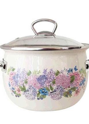 Каструля ем. 3,5л сферична з н/ж фурнітурою та скляною кришкою анабель (молочна) i81913 тм idilia