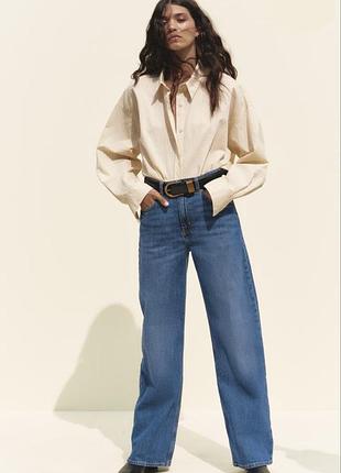 Джинси жіночі wide leg синього кольору h&m