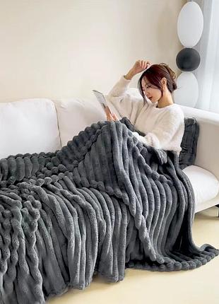 Плед двуспальный koloco "королевский шарпей" 7 см 180 х 200 см (43245) темно-серый