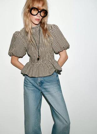 Топ в клетку виши из ткани «пчелиные соты»
