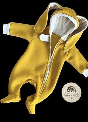 Комбінезон (ромпер) із капюшоном "вухань", трьохнитка з начосом тм "happy tot"