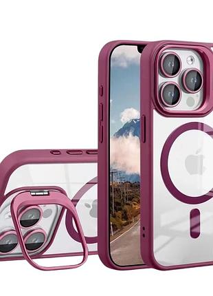 Чохол tpu+pc+metal stand case with magsafe and camera lenses для iphone 15 pro