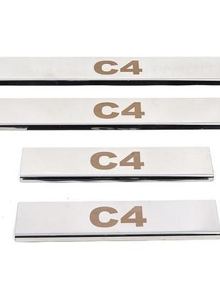 Накладки на пороги carmos для citroen c-4 2004-2010 нержавеющая сталь самоклейка хромированные элементы ve-33