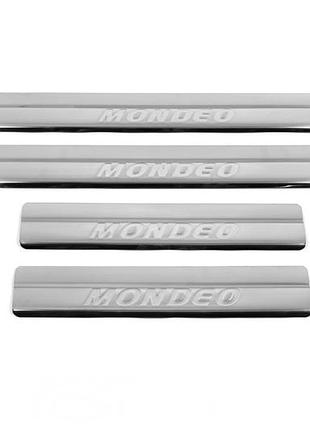 Накладки на пороги omsaline для ford mondeo 2000-2007 4 шт хромированные самоклеящиеся защитные накладки ve-33