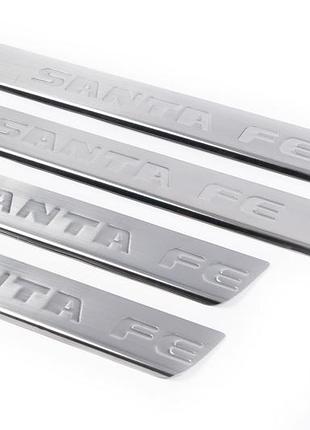 Накладки на пороги carmos v1 для hyundai santa fe 2 2006-2012 хромированные накладки для защиты от повре ve-33