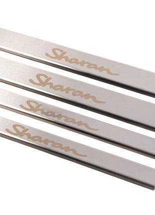 Накладки на пороги carmos v1 для volkswagen sharan 1995-2010 4 шт хромовані самоклеючі з нержавіючої ста ve-33