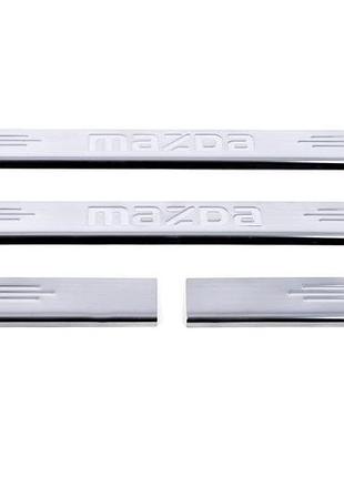 Накладка на пороги carmos v-1 для mazda 3 2003-2009 нержавеющая сталь самоклеящаяся хромированная защита dm-11