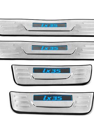 Накладки на пороги libao led для hyundai ix-35 2010-2015 хромовані накладки для захисту від пошкоджень 4 dm-11