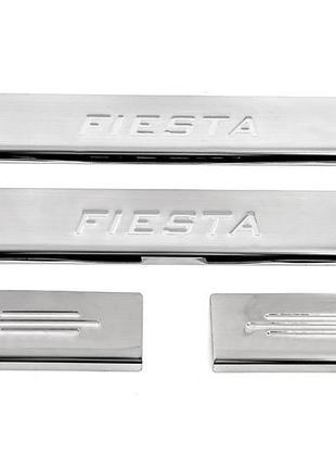Накладки на пороги carmos v2 для ford fiesta 2002-2008 хромовані захисні накладки з нержавіючої сталі 4 ve-33