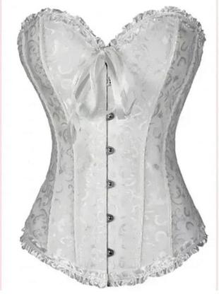 Викторианский винтажный ретро корсет бело-серый р -м