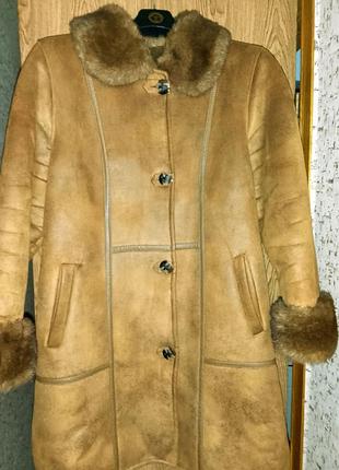 Куртка дублянка жіноча. світло-коричнева. розмір 56.
