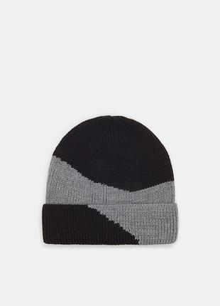 Демисезонная трикотажная шапка бини с шерстью