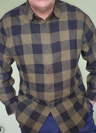 Стильная фирменная фланелевая рубашка в клетку от бренда jack &amp; jones.хл