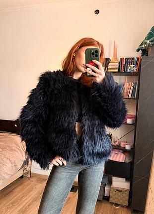 Шуба темно-синя