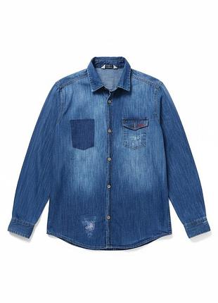 Джинсовая рубашка на мальчика рост 128 134