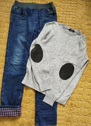 Чоловічі джинси на флісі+світер