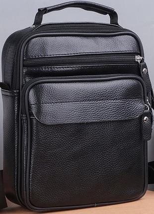 Мужская кожаная барсетка через плечо 22х26х9, мессенджер с ручкой bexhill bx-66503 черный
