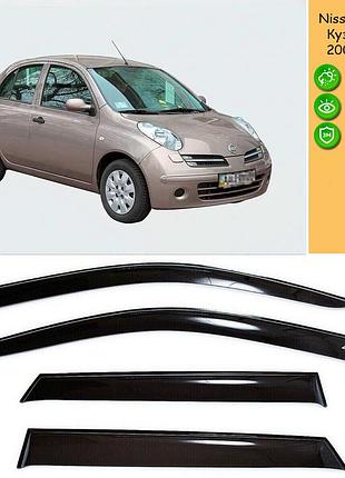 Дефлектори бічних вікон ніссан мікра nissan micra 5 дверей k12 2003-2010 вітровики