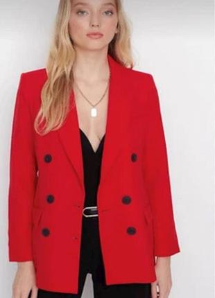 Стильний піджак двобортний червоний хс 6-8