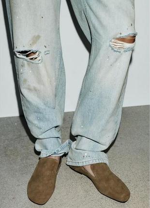 Zara нові дуже м'які та легкі лофери натуральний замш