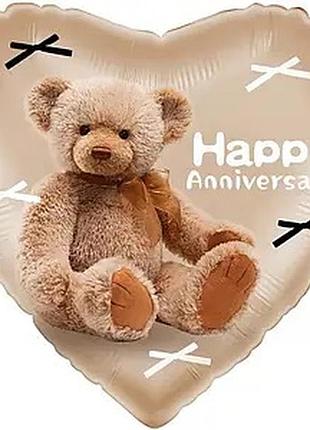 Фольгована кулька »(45 см) серце»happy anniversary» ведмедик