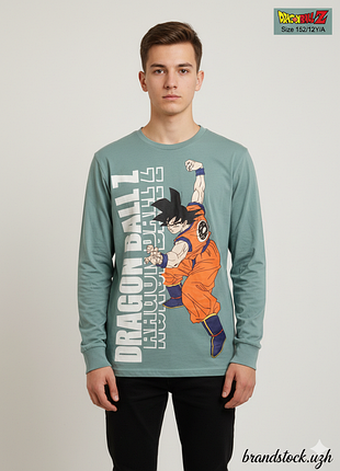 Подростковый лонгслив dragon ball z 152 см 12 лет зеленый мерч хлопковая кофта с аниме принтом