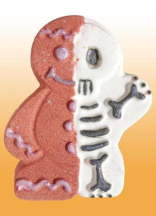 Бомбочка для ванни "пряник-скелет" подарунок на хелловін для дітей та дорослих, аромат печива 105 г