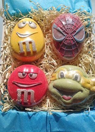 Подарочный набор бомбочек "пенная лига" на 4 spa, подарок для мальчиков для принятия ванн