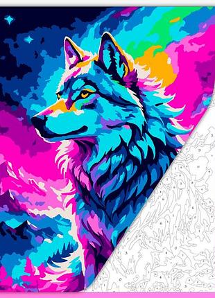 Раскраска для детей и взрослых антистресс "космический волк" для рисования карандашами, маркерами, красками а4