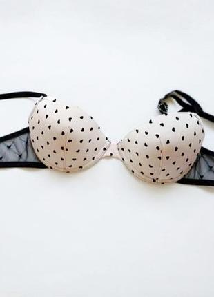 Palmers palmer's бюстгальтер формована чашка в горошок сердечка з мереживом ліфчик беж бежевий бюстгалтер сіточка сердечками