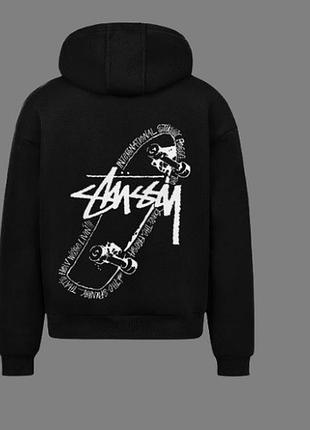Р. 46-48/m-l чёрное худи y2k skate logo stüssy