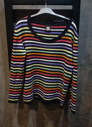 Кашемировый 100% свитер джемпер кофта в полоску madeleine размер 40 42 gb 14 16 m l