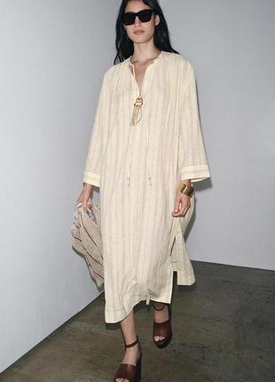 Сукня туніка лляна zara льон бавовна