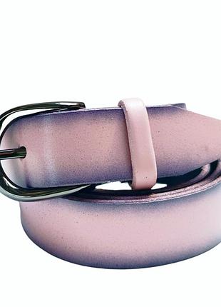 Ремень кожаный женский пудра 3 см с темными краями