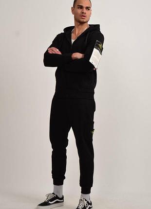 Чоловічий костюм stone island в чорному кольорі