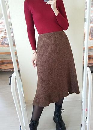 Шерстяная юбка коричневая max mara