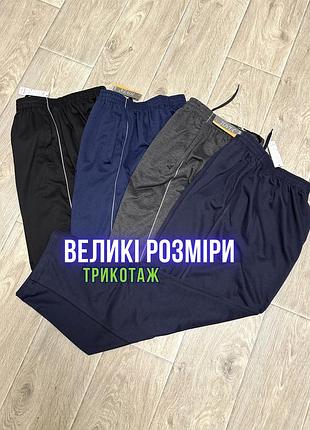 Чоловічі спортивні штани трикотаж 58 60-62 64-66 66-68 великі розміри трикотажні штани 4xl
